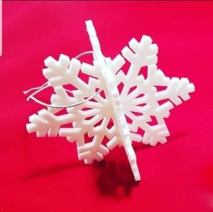 3D Printed 3D White Snowflake Christmas Ornament